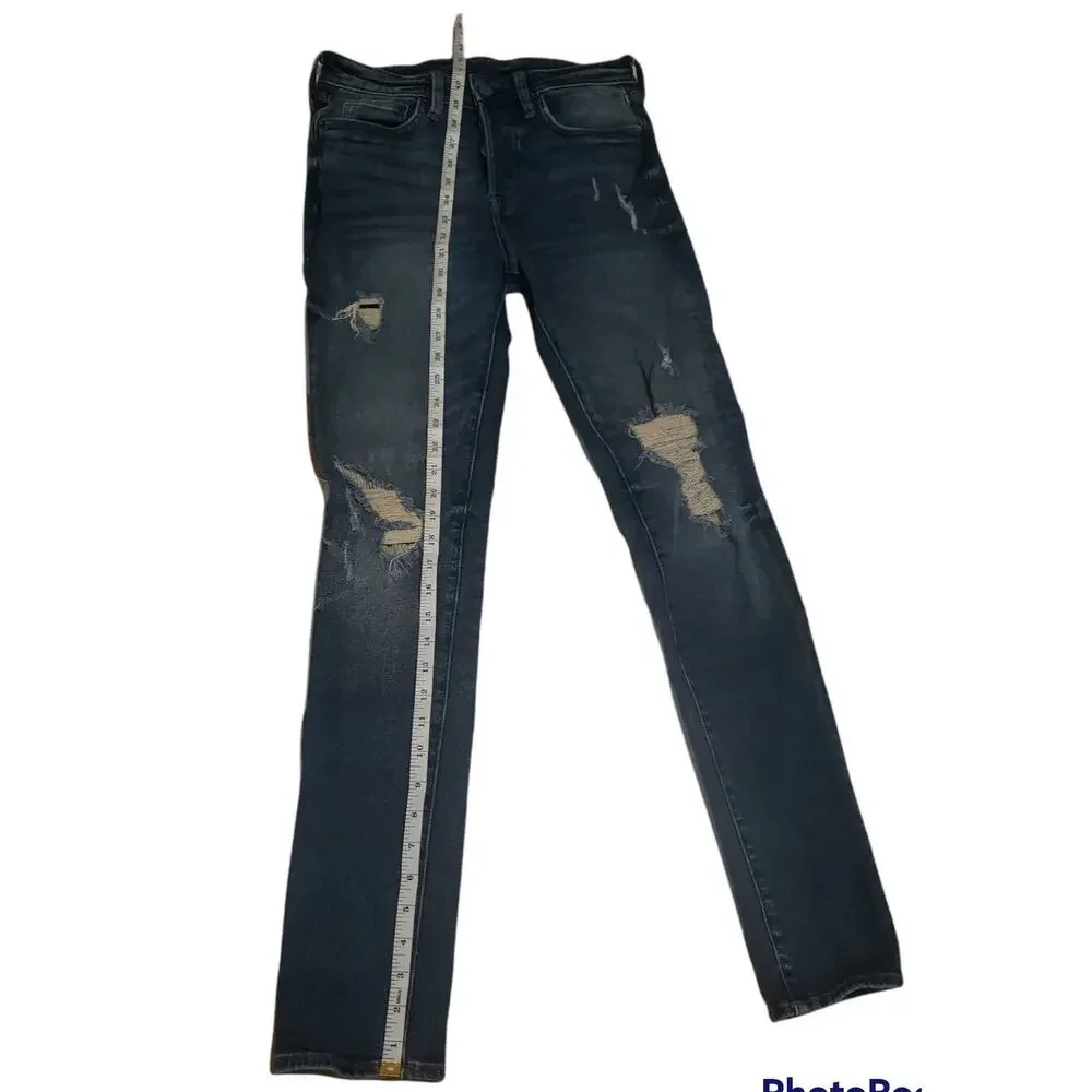 H&M Dark Washed Distressed Skinny Couple Moulante & Denim Jeans - Size 29